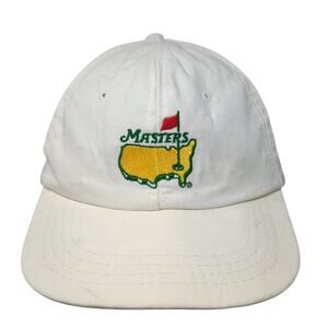 Vintage Masters Golf Slideback Hat White Embroidered Logo Derby Cap USA